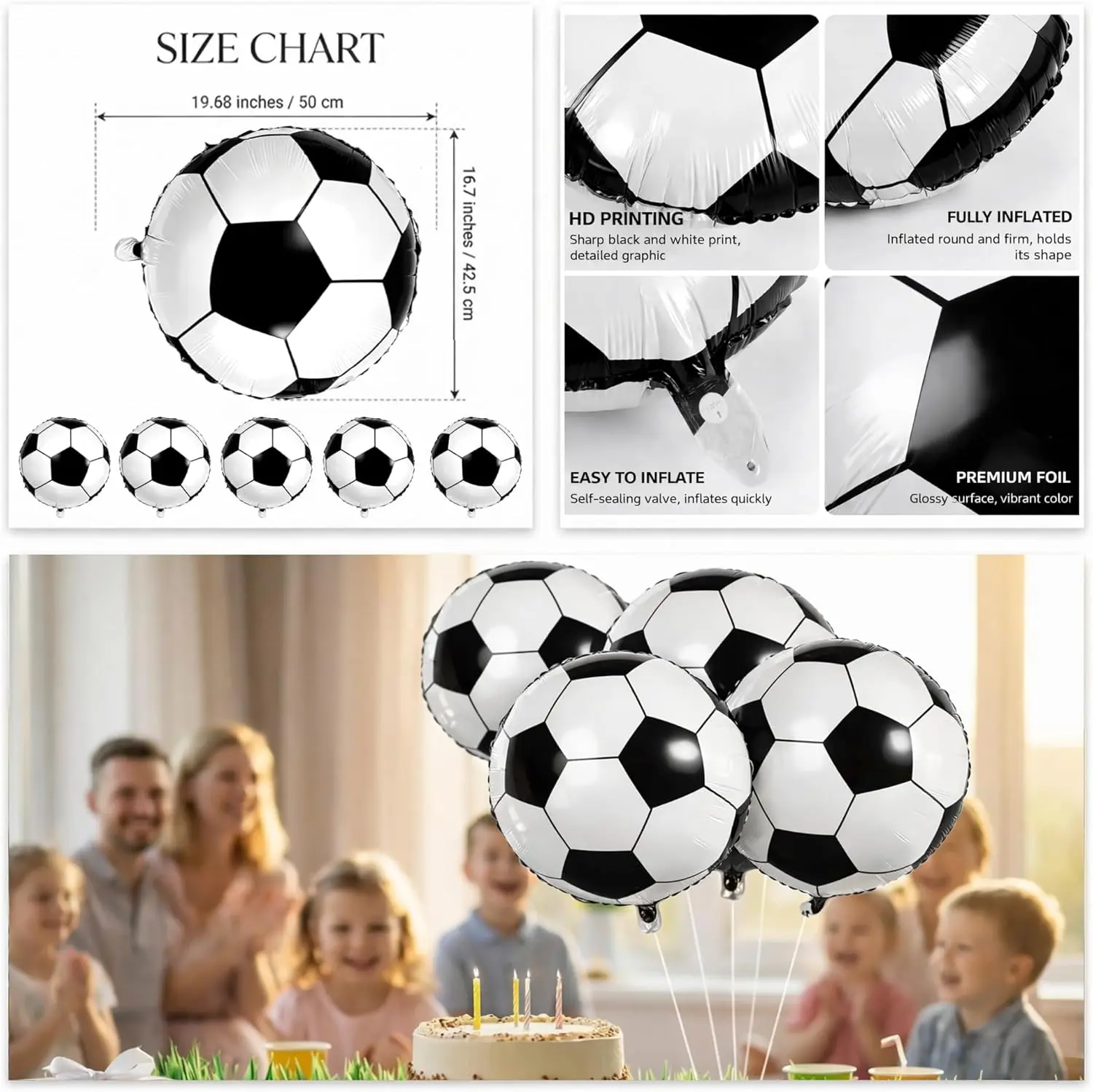 Soccer Party Decorations - 18 Inch Soccer Balloons for Soccer Sports Theme Birthday Party Favors Suppiles | Foil Mylar Helium Balloons for 2026 World Soccer Cup Decorations Merchandise