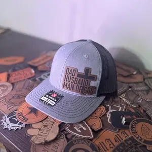 Dad Husband Man of God Hat | Fathers Day Hat | Tik Tok Hat | Leather Patch Hat | Leatherette | Trucker Hat | Gift for Husband