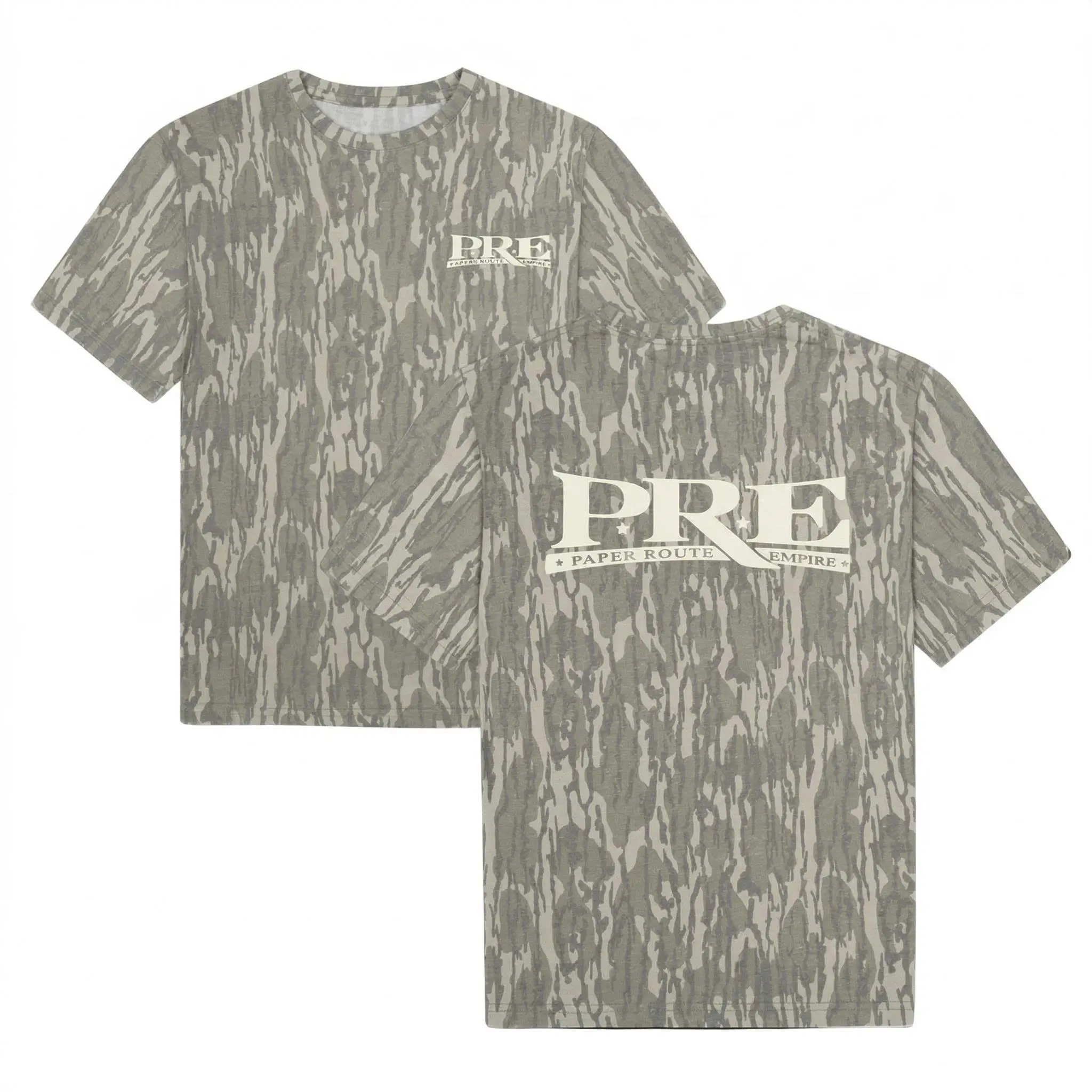 PRE Paper Route Empire Mossy Oak Greenleaf Camo T-Shirt – Original Hunting Style Tee for Men, Mossy Oak Shirt, Gift For Him, Style 3D Camo T-Shirt