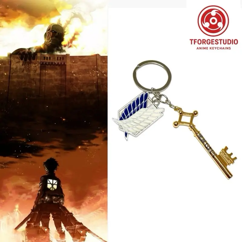 Attack on Titan “Basement Key + Wings of Freedom” Dual Keychain — Metal Alloy Collectible ANIME KEYCHAINS
