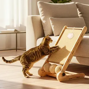 Sisal Adjustable Cat Scratch Ramp for Indoor Cats - 23.6 Inch Cat Scratcher Ramp - Cat Scratching Post, Medium