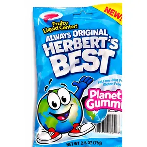 Herbert's Best Planet Gummi 4 Pieces Fruity Liquid Center Soft Chewy Texture Gluten Free Fat Free Snack - Candy