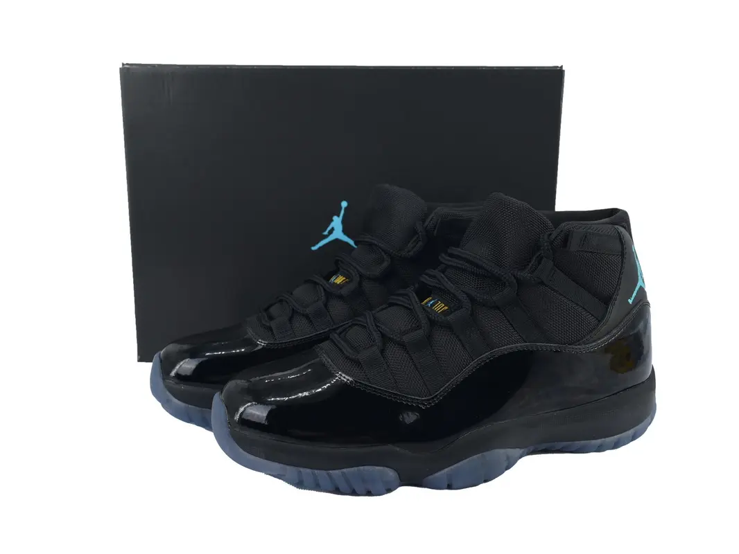 Men's High‑Top Retro Basketball Sneakers, Full Black Glossy Patent Leather & Fabric Upper, Ice Blue Translucent Rubber Outsole, Street Hip‑Hop Trendy Lace‑Up Athletic Shoes for Daily Streetwear & Outdoor Sports