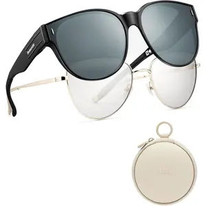 Polarized Fit Over Sunglasses for Womens & Men, Lightweight Folding Sunglasses for Nearsightedness