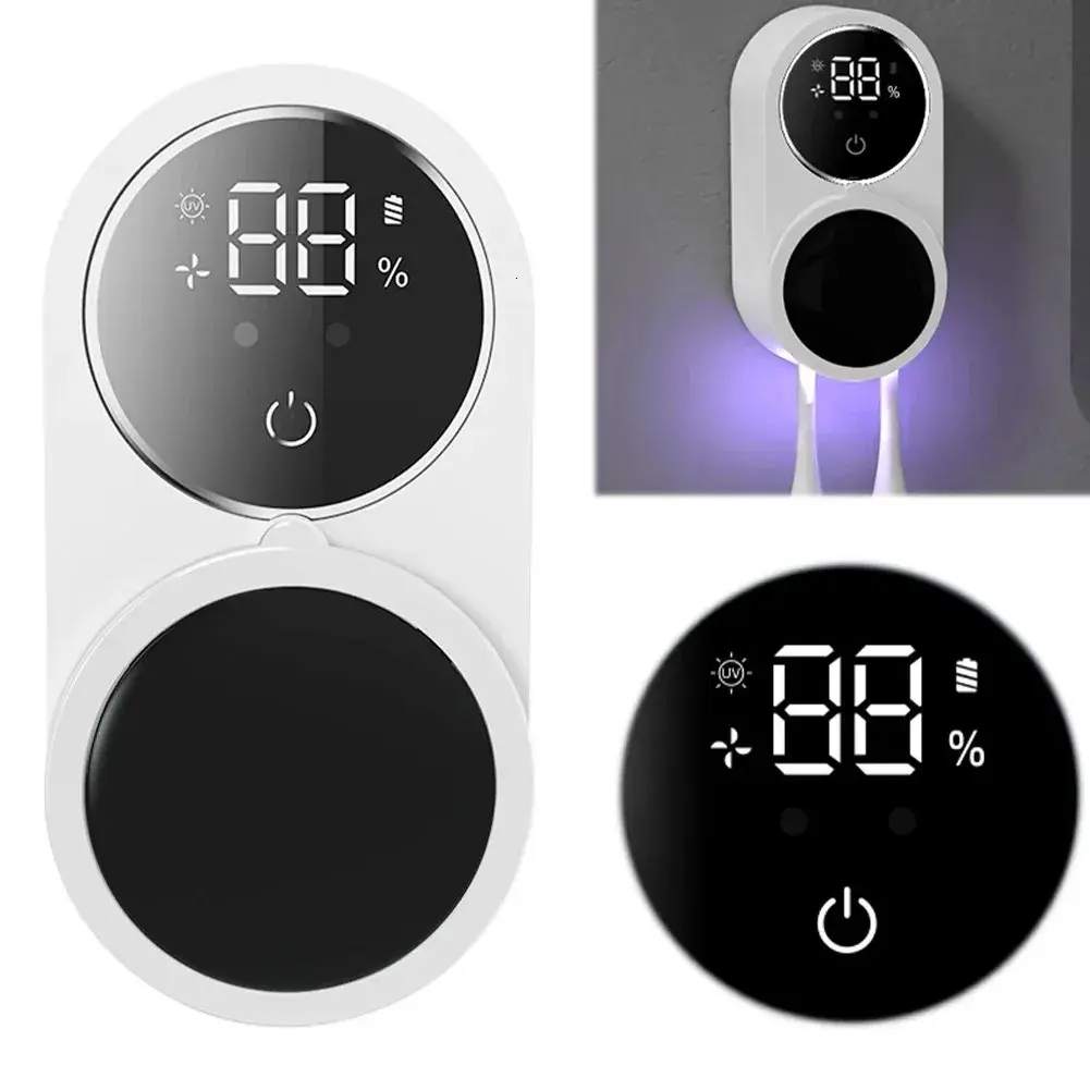 Portable Smart Toothbrush Sterilizer, UV Toothbrush Holders, Toothbrush Sanitizer And Holder, 1 Count Rechargeable LED Smart Screen Toothbrush Storage Box, Wall Mounted Bathroom Toothbrush Holder, Toothbrush Sanitizer Holder