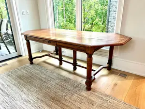 French Antique Oak Dining Table or Partner Desk from Paris