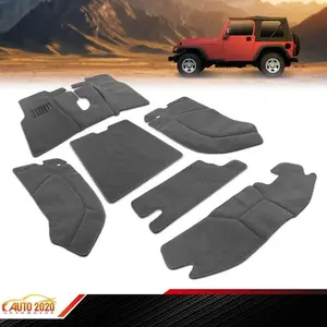 TPE Floor Mats Fits Jeep Wrangler TJ 1997-2006 6pcs Floor Mat Interior Carpet Rug Kit GRAY