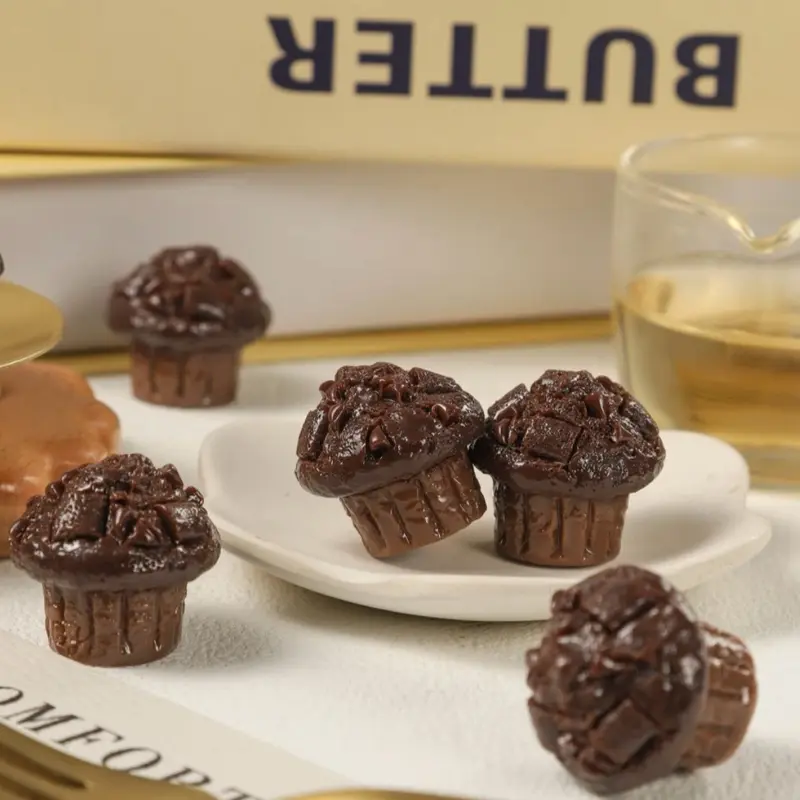 Chocolate Chips Mushroom Shaped Muffins Resin Charm DIY Craft for Creative Projects
