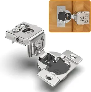 Chibery 2 Pack 1-1/4" 4D Overlay Soft Close Concealed Hinges for Face Frame Door, Control Closing Speed, Smooth Slow Self Close Hinges, Satin Nickel, 105° Open Angle Stainless Steel Cabinet Hinges