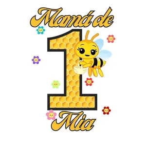 Custom DTF Print for 1st Birthday Celebrations - Personalized Name & Number Design with Bee Theme for Little Girl's Party