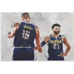 Nikola Jokic, Jamal Murray Poster Canvas Poster Canvas Painting Poster Wall Art Decorative Picture Prints Modern Decor Framed-unframed
