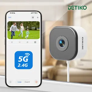 DETIKO Micro 2K Window Security Camera - Dual-Band 2.4GHz/5GHz WiFi Indoor Camera, Full Color Night Vision Through Glass, Person & Motion Detection, No-Drill Magnetic Sticker Install, 24/7 Recording, Local & Cloud Storage, Family Sharing, 911, Card Sd