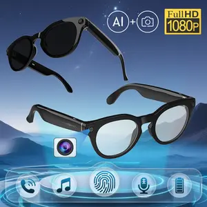 KOIPSSE camera smart glasses, with real-time translation and object recognition functions, long battery life, open headphones, ultra light design, high HIFI sound quality, dual touch, suitable for travel recording, suitable for making gifts