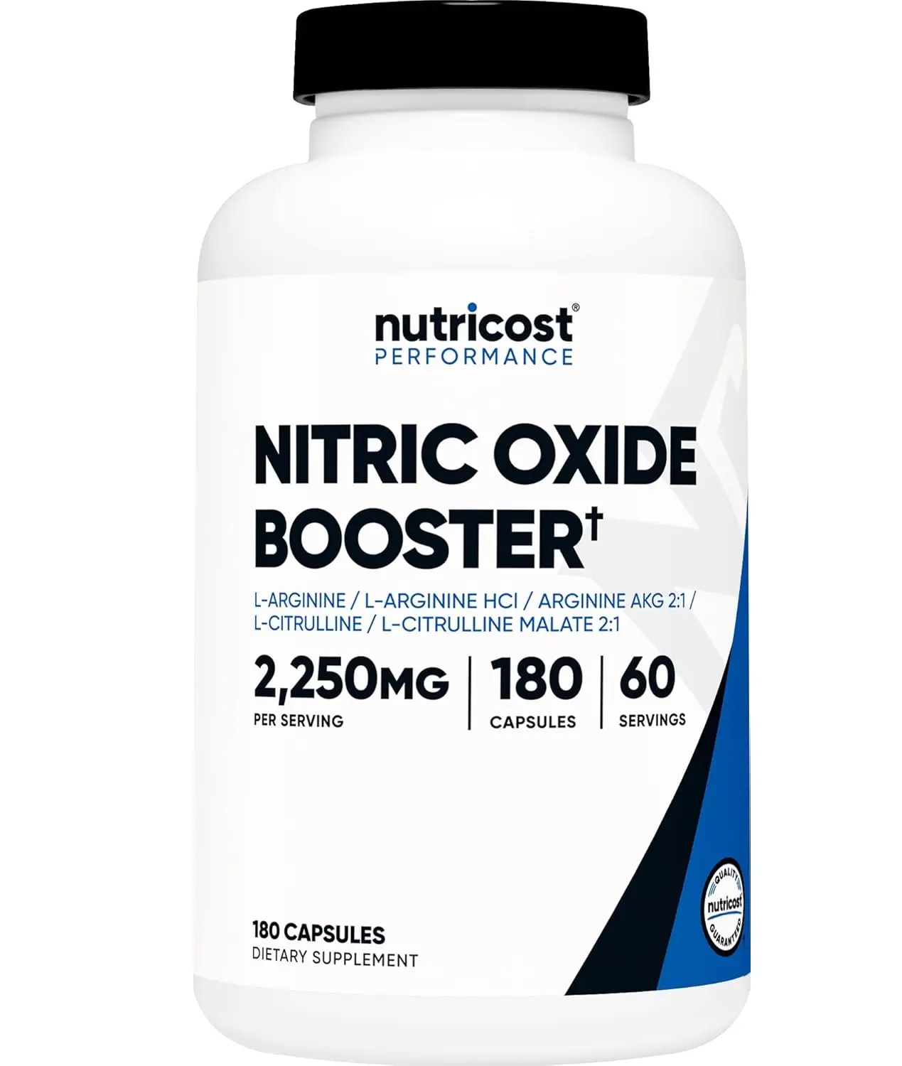 Nutricost Nitric Oxide Booster 2250mg, 180 Capsules, Gluten Free | 750mg Per Casule, 60 Servings, GMO-Free