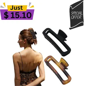 Hair Claw Clips 5 Inch Unbreakable Extra Large Square Rectangle Matte XL Claw Clip Clamp Neutral Colors for Thick Curly Long Hair Women - 2 Pack