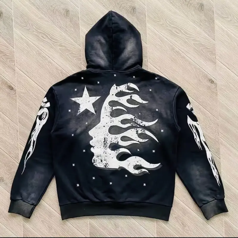 Men&Women H3ll Star Full Set Black Hoodie and Sweatpants, Men Women's Casual Pants and Top Set Hip Hop Streetwear, Gift for Her Him