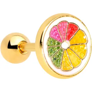 16G 1/4 Gold Tone Rainbow Grapefruit Cartilage Tragus