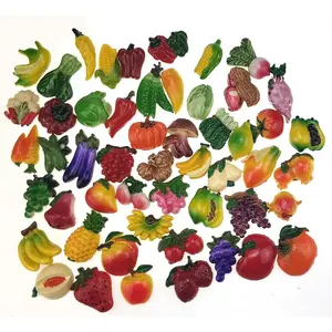 F-RM11  random 12Pcs creative 3D resin fruit vegetables fridge magnets funny cute decoration refrigerator magnet accessories office school whiteboard magnet (Random 12 styles (vegetables and fruits))