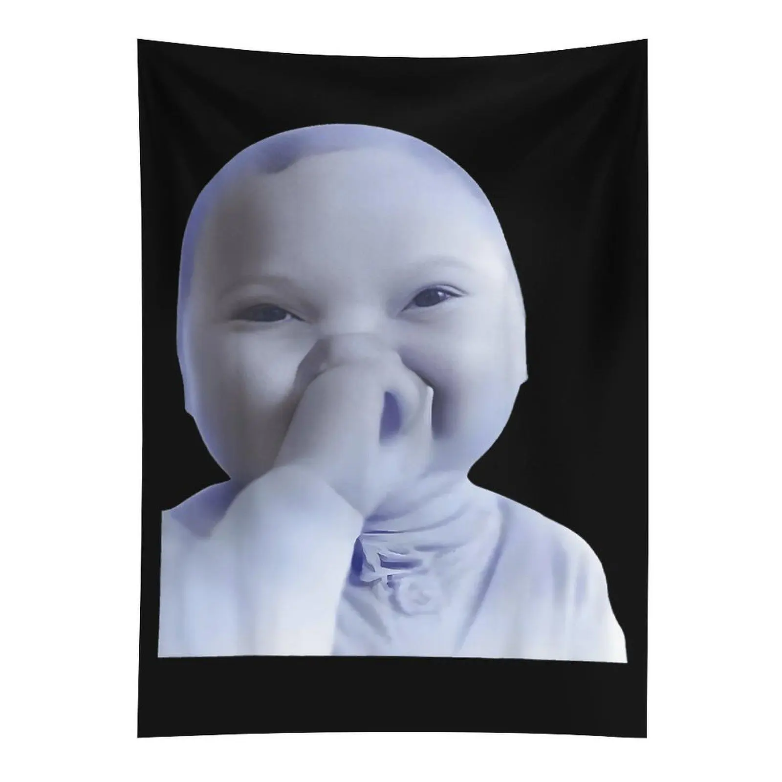 AI Baby Laughing Meme Wall Tapestry, Viral Gen Z Humor Wall Hanging, Funny Bedroom Dorm Decor