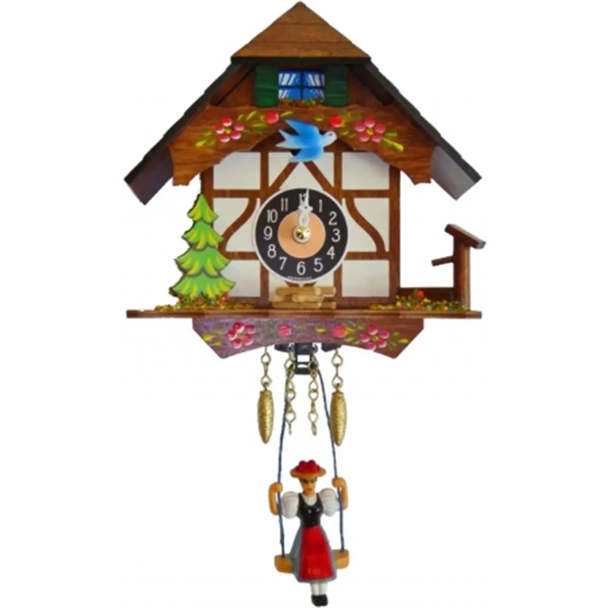 ENGS 0191SQ Engstler Musical House-Shape Compact Alarm Clock - Battery-Operated, 3D x 6W x 6H in Small Size, Music-Chimes, Living Room Decor, Home Supplies Room Accessory