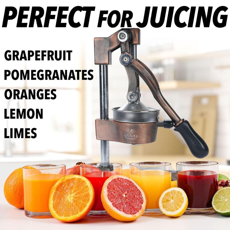 Zulay Kitchen Premium Manual Citrus Juicer - Heavy-Duty Cast Iron Citrus Squeezer with 5-Inch Bowl, Stainless Steel Filter Cone, Comfortable Grip