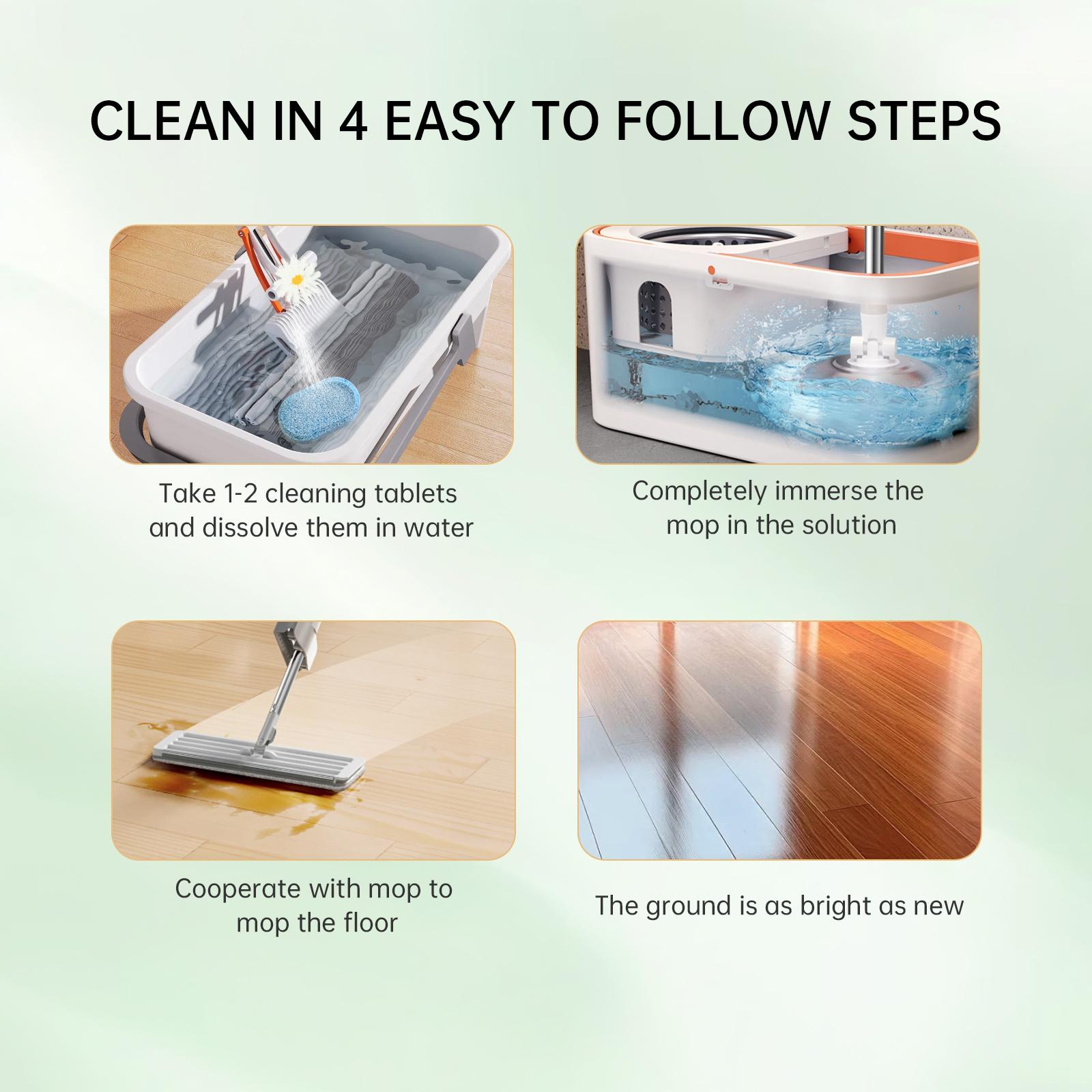 Household Floor Cleaner Tablets, 12-Pack Lemon Home Cleaning Supplies - Safe for Mop Use on Wood, Tile, Marble, Quick Dry, No Residue Household Cleaning Products