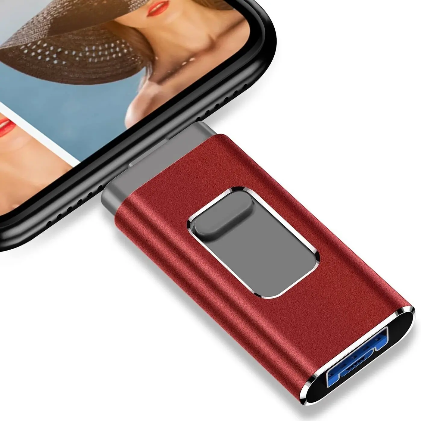 Ultra-Fast USB Flash Drives for iPhone & Type-C & Android & PC OTG, USB 3.0 Memory Stick 4-In-1, 64GB/128GB/256GB/512GB/1TB Photo Stick Pen Drive Thmub Drive, External Storage for Phones & Computers