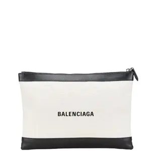 Pre-owned Balenciaga Canvas Tote Bags Navy Clip M Leather Clutch Bag