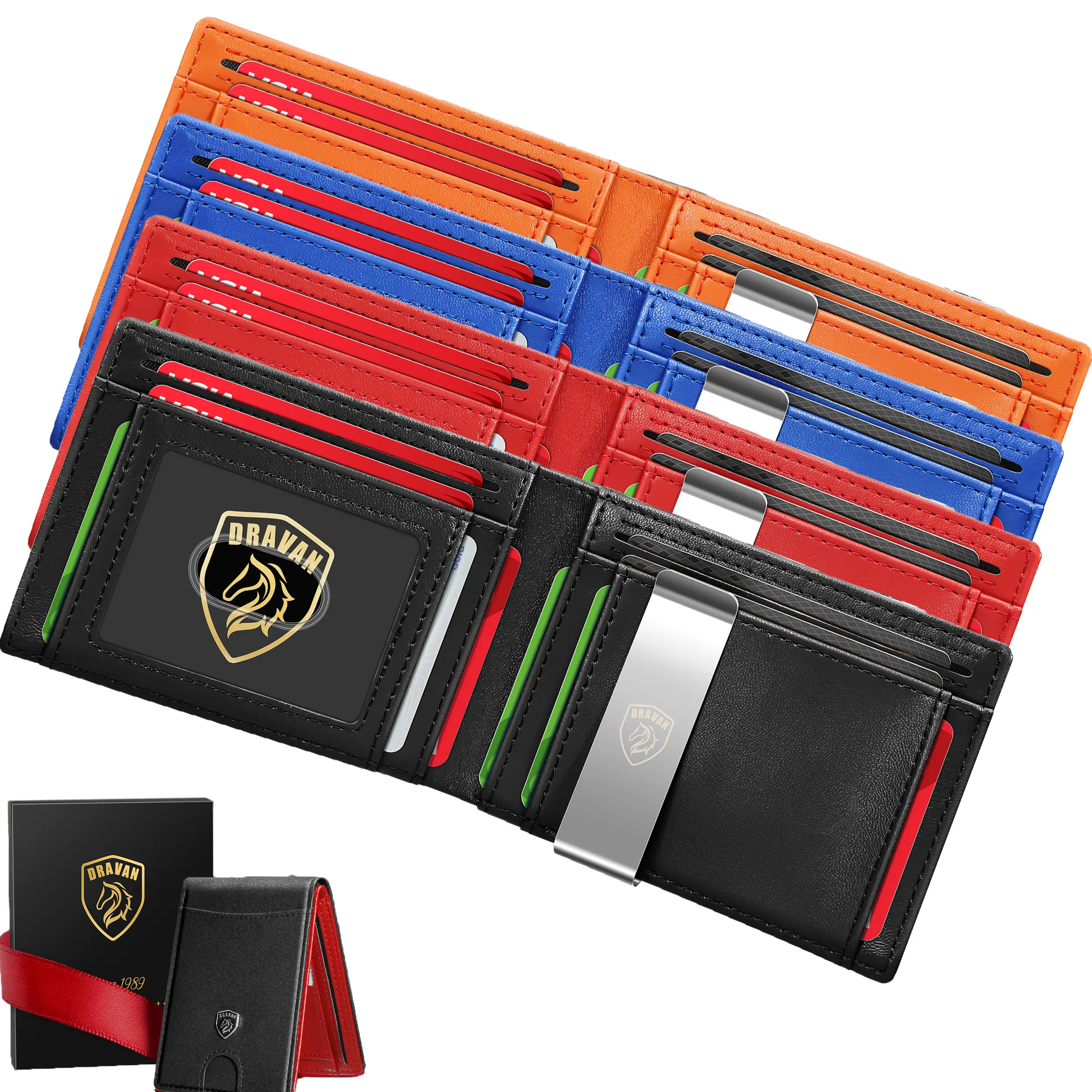 VTLASK Men's Slim Wallet RFID Blocked with Gift Box