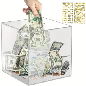 Adult Edition Piggy Bank Must Be Broken to Open | Transparent Acrylic Piggy Bank for Holding Cash, Breakable Coin Jar That Cannot Be Opened Without Breaking