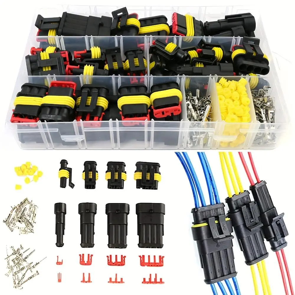 Waterproof Car Electrical Connector Kit, Car Waterproof Connector Kit, Terminal Plug Kit, Waterproof Connector Set, Suitable for Car, Motorcycle, Truck, Boat, Waterproof Protective Connectors