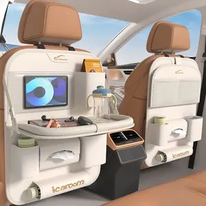 Car Organizer with Foldable Table, Perfect for Kids Dining & Work, Ideal for Road Trips, Convert Seat Back to Desk, Car Backseat Organizer!