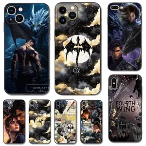Fourth Wing Dragon Phone Cases For iPhone 17 16 15 14 13 12 11 Promax Pro Air Plus Soft Silicone Black Shockproof Protective Cover Protection