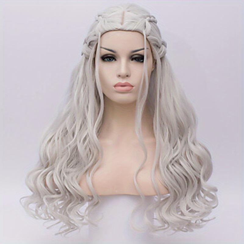 Long Silvery Braided Wig for Women, Designed for Cosplay As a Dragon Queen