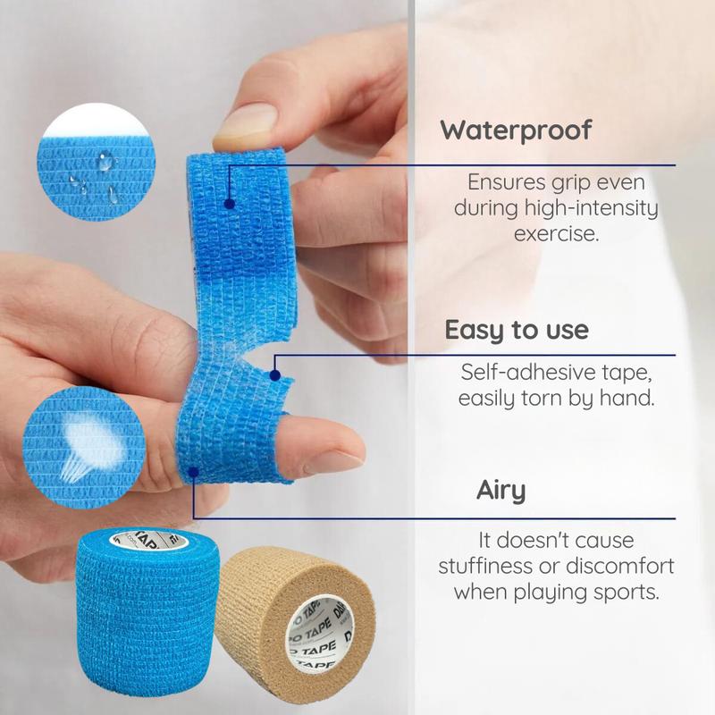 [48Packs] Dapo Self-Adhesive Sports Bandage 2 Inch x 5 Yard for ankle, knee, and wrist protection and sports training support, breathable, stretchy, good quality.