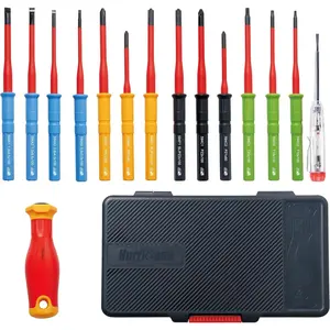15 count Insulated  Set, 1000V VDE Certified Electrician Tools with Color-Coded S2 ,  Tips, SL/PH/PZ/TX & Combo (SL/PZ, SL/PH)