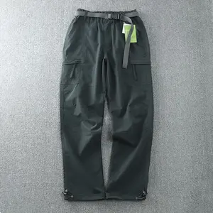 ModaMoment Men's Plain Army Green Fleece-Lined Trouser, Waterproof Windproof Tactical Casual Pants, Beige Option, Asian Sizing for Winter Hiking & Work