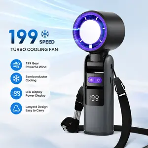 Portable Handheld Turbo Fan, Ultra Strong 5-Speed Cooling, Rechargeable Mini Fan with Ice Cooling Tech, Pocket Size Personal Fan for Travel, Outdoor, Beach, Summer Heat Relief