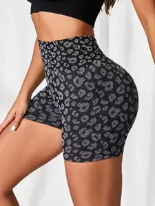 Seamless Leopard Print Yoga Shorts for Women, Quick-Dry High-Waisted Workout Shorts, Comfortable Fitness Shorts for Running and Gym