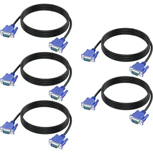 VGA  5-Pack, 6FT VGA  Cord Male to Male (15 Pin) 1080P@60Hz  HD15 for  PC  Laptop TV Projector