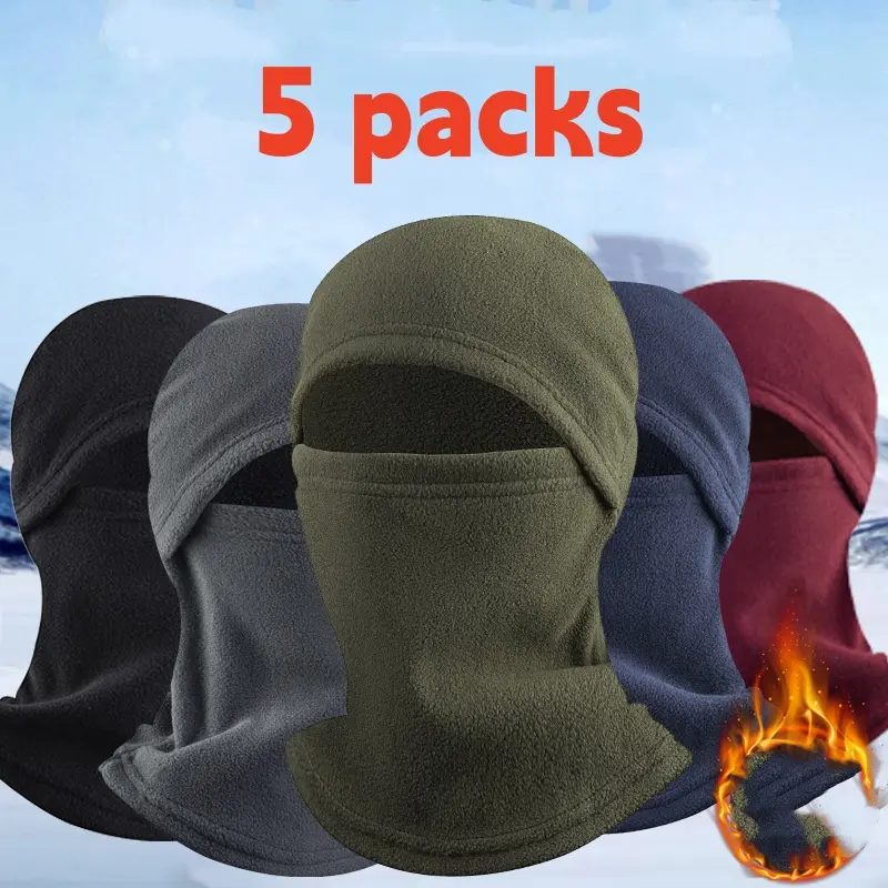 Warm Autumn Winter Fleece Face Mask & Windproof Ski Cap Unisex Hooded Neck Warmer for Outdoor Sports  Cold Weather Essential  Comfortable, Versatile Winter Gear for Skiing, Hiking & More