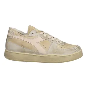 diadora Mens Mi Basket Row Cut Pigskin Used Lace Up Sneakers Shoes Casual - Beige