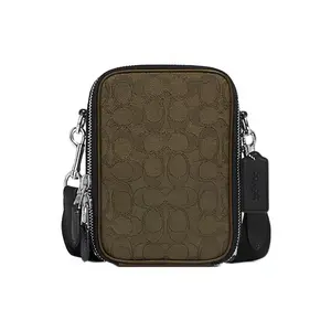 COACH Stanton Classic Logo Fabric and Leather Crossbody Bag for Men in Military Green