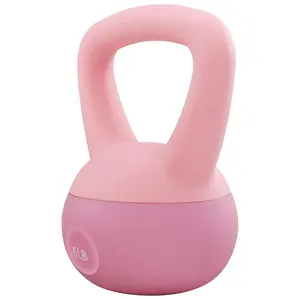 Fitvids Soft Kettlebell Ergonomic Grip, Iron & Sand Filled, 5 Pounds, Light Pink