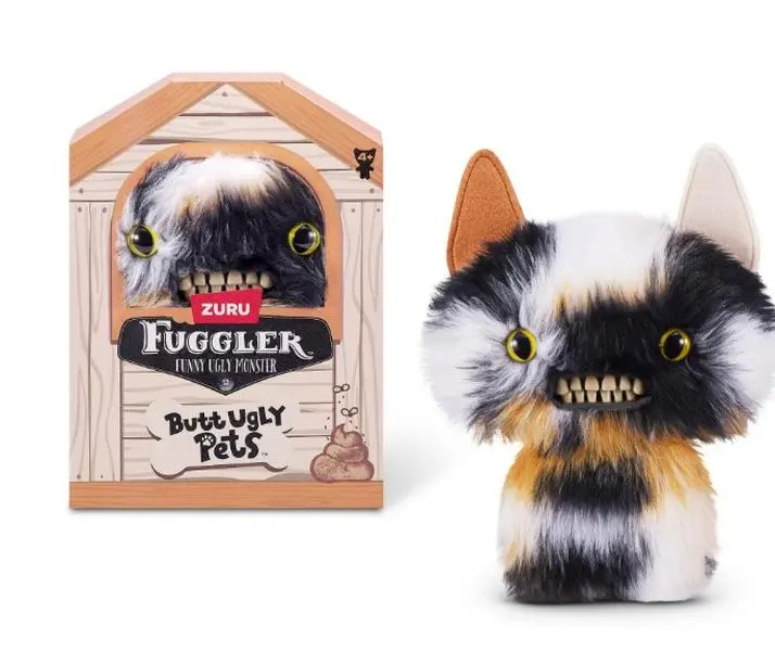 Fuggler Butt Ugly Pets 9 inch (Cheezee - Calico Cat), Ugly Monster Stuffed Animal Toy by ZURU