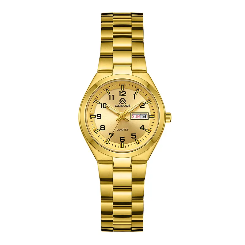 CAINUOS 5023 Women's Casual Business Wristwatch - 24mm Ultra-Thin Minimalist Elegant Round Dial, Stainless Steel Band, 3ATM Splash Waterproof Quartz Watch with Luminescent Week & Date Display
