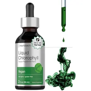 Horbäach Liquid Chlorophyll Drops | 2 oz | Vegan, Non-GMO, and Gluten Free Formula | Natural Peppermint Flavor