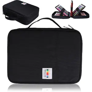 Colored Pencil Case 220 Slots Gel Pens Holder Waterproof Organizer Bag Portable Artist Painting Pencil Pouch Handy Storage Box for Watercolor Pens or Markers and Stationery Supply (Black)