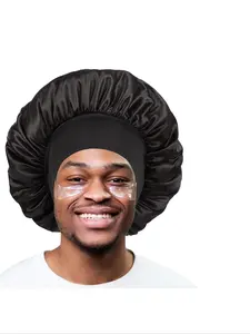 Men's Sleeping Cap, Solid Color Satin Hair Bonnet, Hair Protector Cap for Men, Sleeping Cap for Men, Solid Color Satin Hair Bonnet, Night Sleeping Cap, Adjustable Satin Bonnet