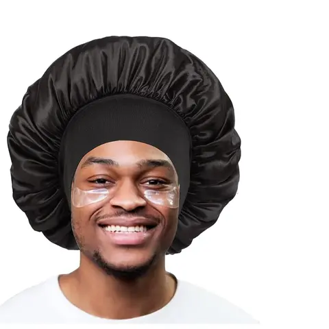 Men's Sleeping Cap, Solid Color Satin Hair Bonnet, Hair Protector Cap for Men, Sleeping Cap for Men, Solid Color Satin Hair Bonnet, Night Sleeping Cap, Adjustable Satin Bonnet, Hair Care Cap